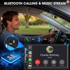 7″ Double Din Touchscreen Stereo – Wireless CarPlay Android Auto Car Radio