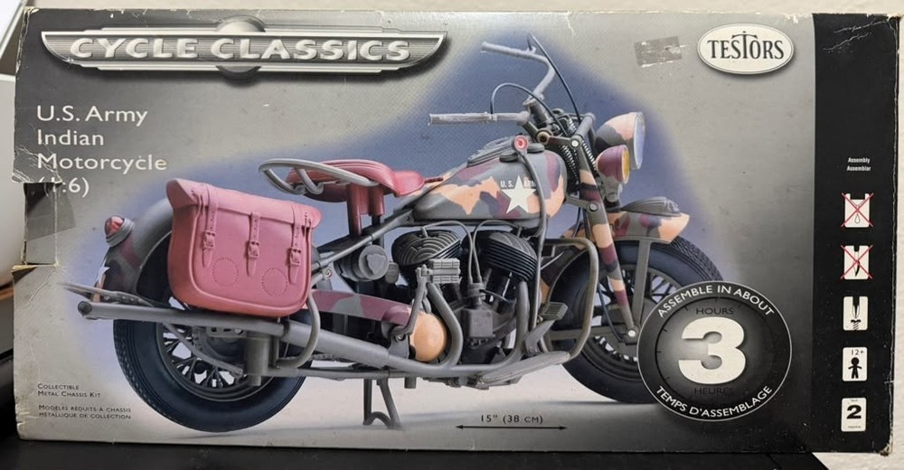 TESTORS #717 – U.S. Army Indian Motorcycle – 1:6 Scale – NEW!! open box