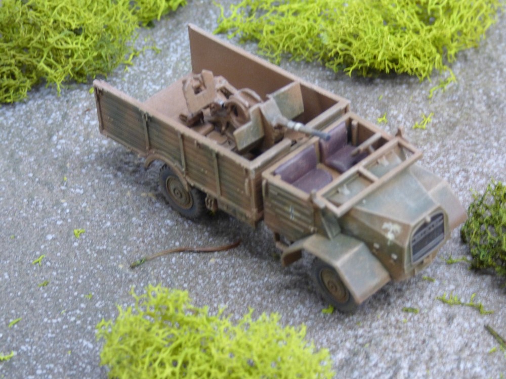 Modified Roco Minitanks Painted WWII German MAN 5T W/AA Cannon Truck Lot#9094B©