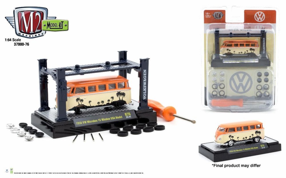 M2 Machines 1958 VW Microbus 15 Window – 1:64 Scale Diecast Model Kit (R76)