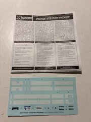 Model Car Parts – Monogram Dodge Ram VTS Instructions & Decals ONLY 1/25 kitbash