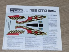 Monogram ’68 GTO Street machine Model Car Decal Sheet