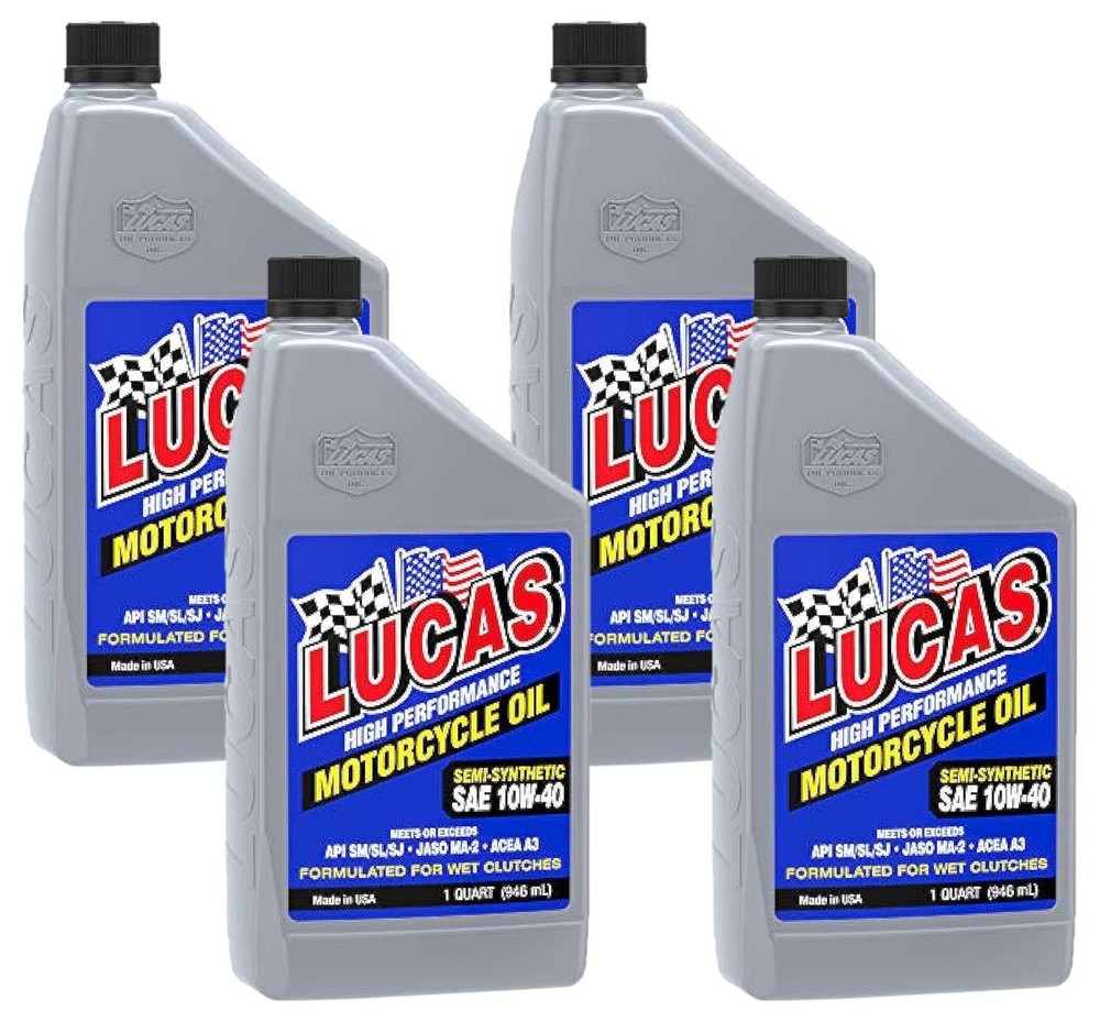Lucas Oil LUC10710 10W-40 Semi-Synthetic Motorcycle Oil – 1 Quart Bottle (Pack o