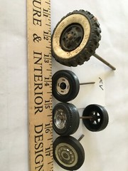 Toy steel truck parts KV – Lot of Wheels/tires/axles in various sizes