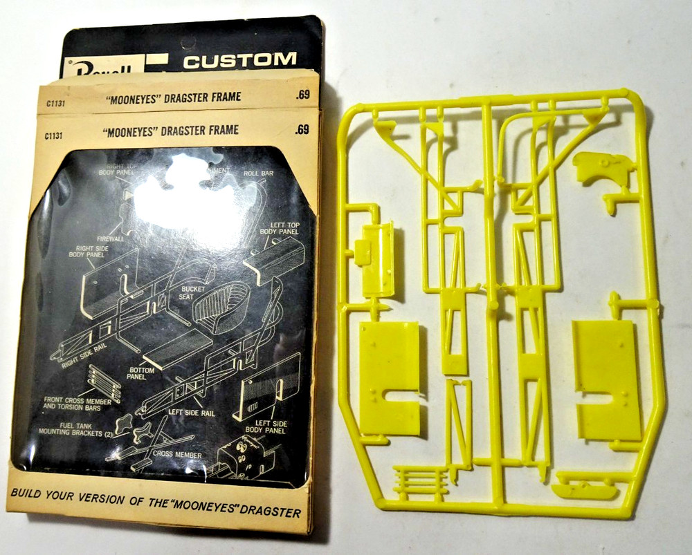 Vintage Revell Custom Car parts # C-1131 Mooneye’s Dragster frame not complete