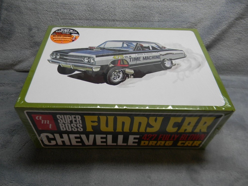 1/25 SCALE AMT 1965 CHEVELLE 427 BLOWN DRAG FUNNY CAR WHITE MODEL KIT-SEALED!