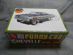 1/25 SCALE AMT 1965 CHEVELLE 427 BLOWN DRAG FUNNY CAR WHITE MODEL KIT-SEALED!