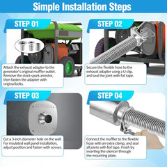 2026 Upgraded Generator Exhaust Silencer Kit with Three Universal Adapters and I