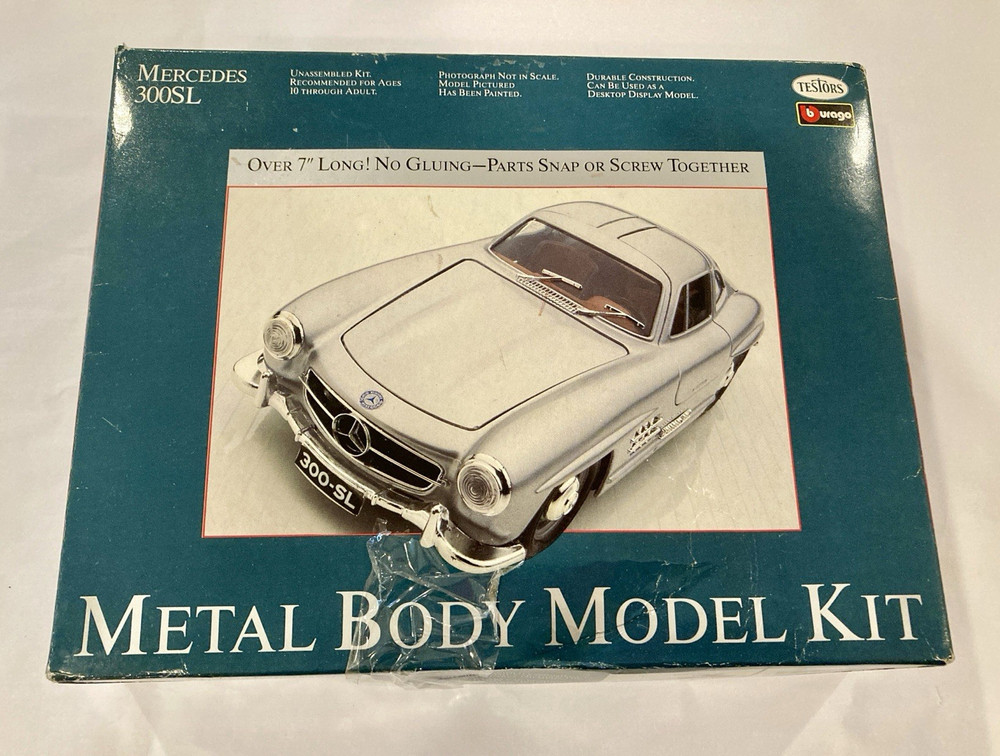 Testors Mercedes-Benz 300SL Metal Body Model Kit Unassembled Silver MPN 153