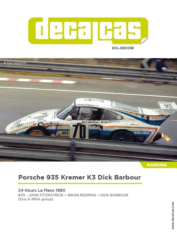 Decalcas 1:24 Scale Decal Porsche Kremer 935 K3 Dick Barbour 1980 # DCL-DEC0038