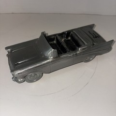 1957 Chevy Convertible Promo Metal Model Car Bank by Banthrico Autobank Silver