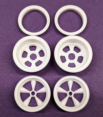 Resin 1/16 Scale American 5 Spoke Front & Halibrand Rear Funny Car Wheel Set
