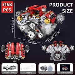 3168 Pcs Visible V8 Internal Combustion Ohc Engine Motor Working Model DIY Kit