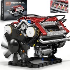 Motorized V8 Engine Building Blocks Kit – Realistic 588-Piece Model for Enthu…