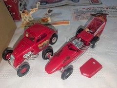 AMT ORIGINAL VINTAGE RARE DOUBLE 3 IN 1 DRAGSTER KIT TROPHY SERIES T-161 AS IS