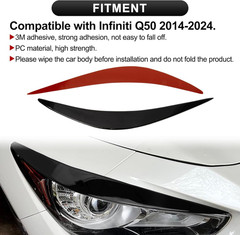 Glossy Black Eyelid for Q50, Headlight Eyelids Headlight Eyebrows Trim Fr