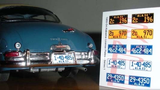 1950 – 1954 ALABAMA miniature LICENSE PLATES for 1/25 scale MODEL CARS—PLS READ