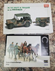 ACADEMY 1:35 Model MILITARY M151 – A2 MUTT & TRAILER 1326 & Somewhere In Europe