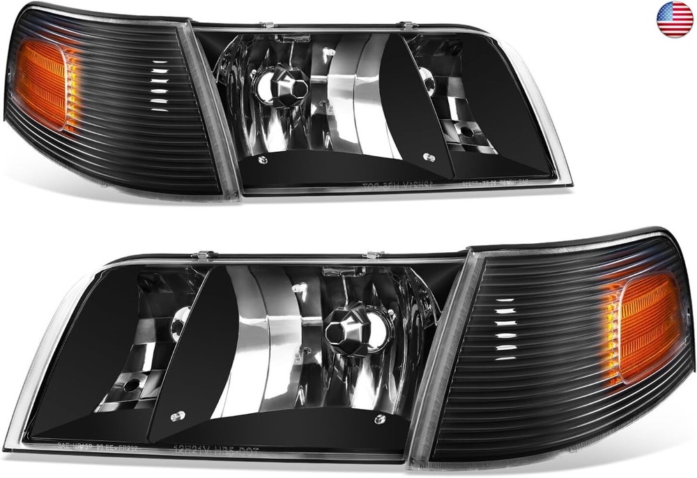 DNA MOTORING Pair of OE Style Headlights Compatible with 98-11 Ford Crown