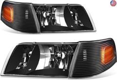 DNA MOTORING Pair of OE Style Headlights Compatible with 98-11 Ford Crown