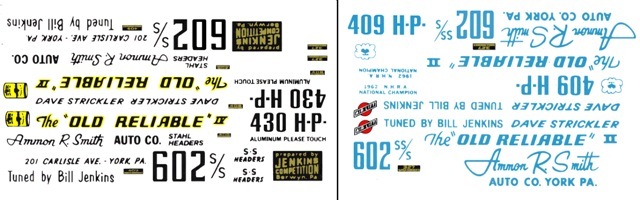DAVE STRICKLER “The Old Reliable” Chevy 1/24th – 1/25th Scale Waterslide Decals