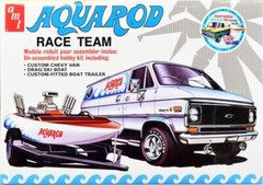 Skill 2 Model Kit Chevrolet Custom Van with Drag/Ski Boat and Trailer Aqua Rod