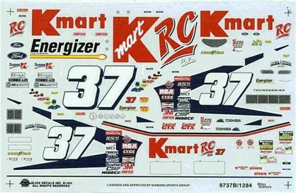 Slixx 1284 #37 KMart RC Cola 2nd scheme 1997-Mayfield Nascar decal