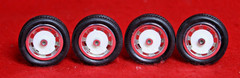 TIRES (4) BEAUTIFUL ( WIDE TRAC -LOW PROFILE )/ MAG & ROTORS 5-STAR 1/25 SCALE