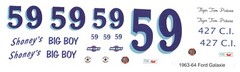 #59 Tiger Tom Pistone Shoney’s Big Boy 1/24th – 1/25th Scale Waterslide Decals