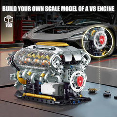 V8 Engine Model Kit That Runs, Build Your Own Mini Visible Car Motor, Physical S