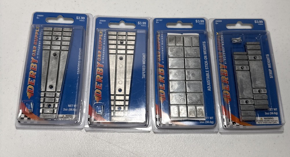 Lot Of 4 Derby Car Supply Bar Weights Strip Tapered Adjustable Weights New