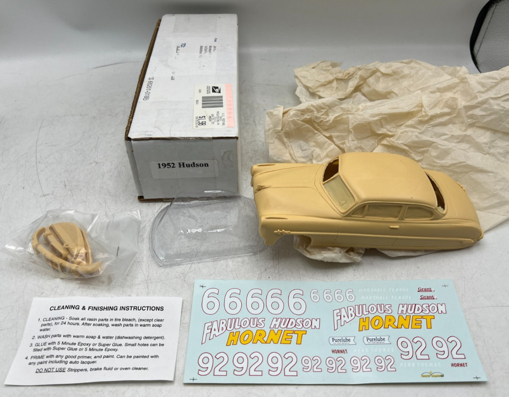 Unbranded Resin 1/25th Scale 1952 Hudson Hornet Body Model Kit w/ Decals