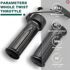 Ebike Full Twist Throttle 12V-72V, 3 Pin SM Connector Ebike Throttle with 71″