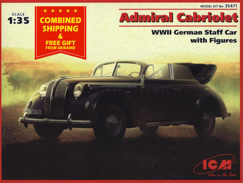ICM 35471-1/35 Admiral Cabriolet, WWII German Staff Car, plastic model kit