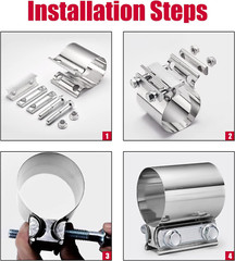 2.5 Inch Stainless Steel Butt Joint Exhaust Seal Band Clamp Exhaust Clamp US