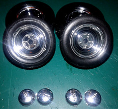 GOODYEAR BLUE STREAK TIRES CHROME REVERSE WHEELS DOG DISH HUBS ’32 FORD STREET
