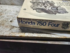 Entex 1970s Honda C750 Four Engine 1/3 Scale 750 Model Kit partially built