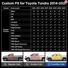 for Toyota Tundra Seat Covers 2014-2021(CrewMax only), Full Covered SR/SR5