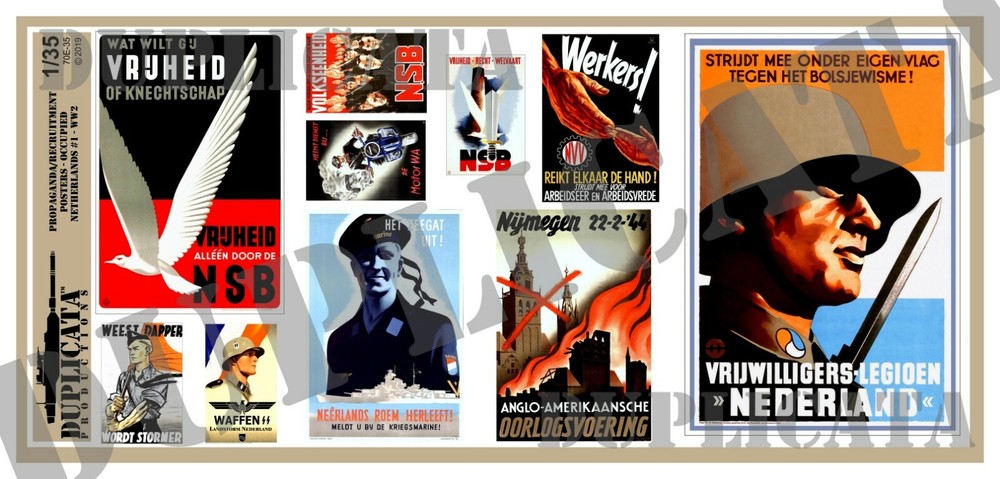 Diorama – 1/35 Propaganda Posters, Occupied Netherlands #1, Various Sizes – WW2