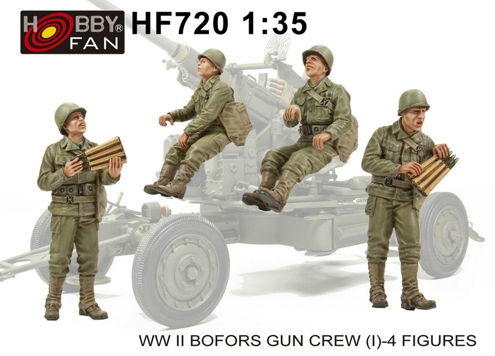 Hobby Fan 1/35 HF-720 WWII US Bofors Anti-Aircraft Gun Crew (I) – 4 Figures