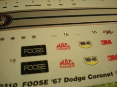 1967 Dodge Coronet RT 426 1/25 Foose Waterslide Decal Sheet Model Race Car Part