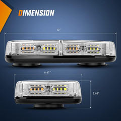 2PCS 12 Inch Roof Top Strobe Lights 48LED Hazard Light Emergency Safety Warning