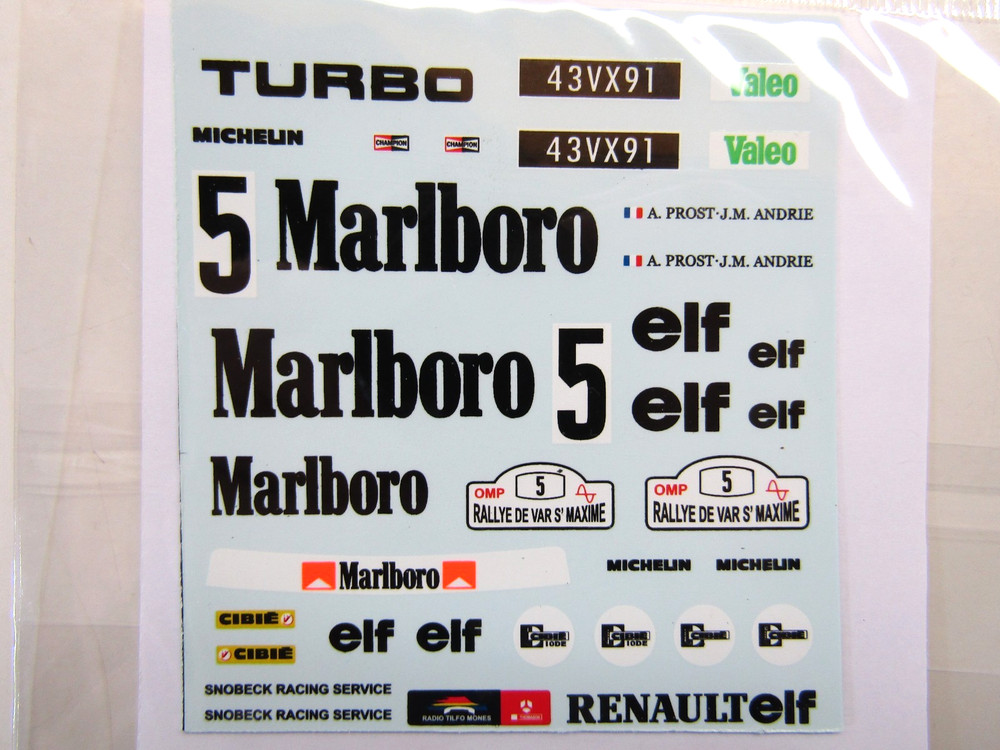 Decalpool 1/24 Scale Renault 5 Turbo M@rlboro Rallye du Da ’82 Prost Decal DP046