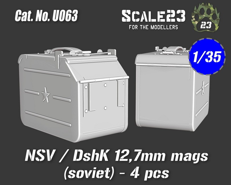 Scale23 1/35 Soviet NSV / DshK 12.7mm Magazines (4pcs)