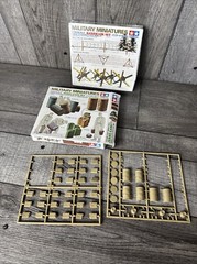 (2) Tamiya #35027 & #35026 1/35 Scale Model Kit. Barricade Set/Jerry Cans Set