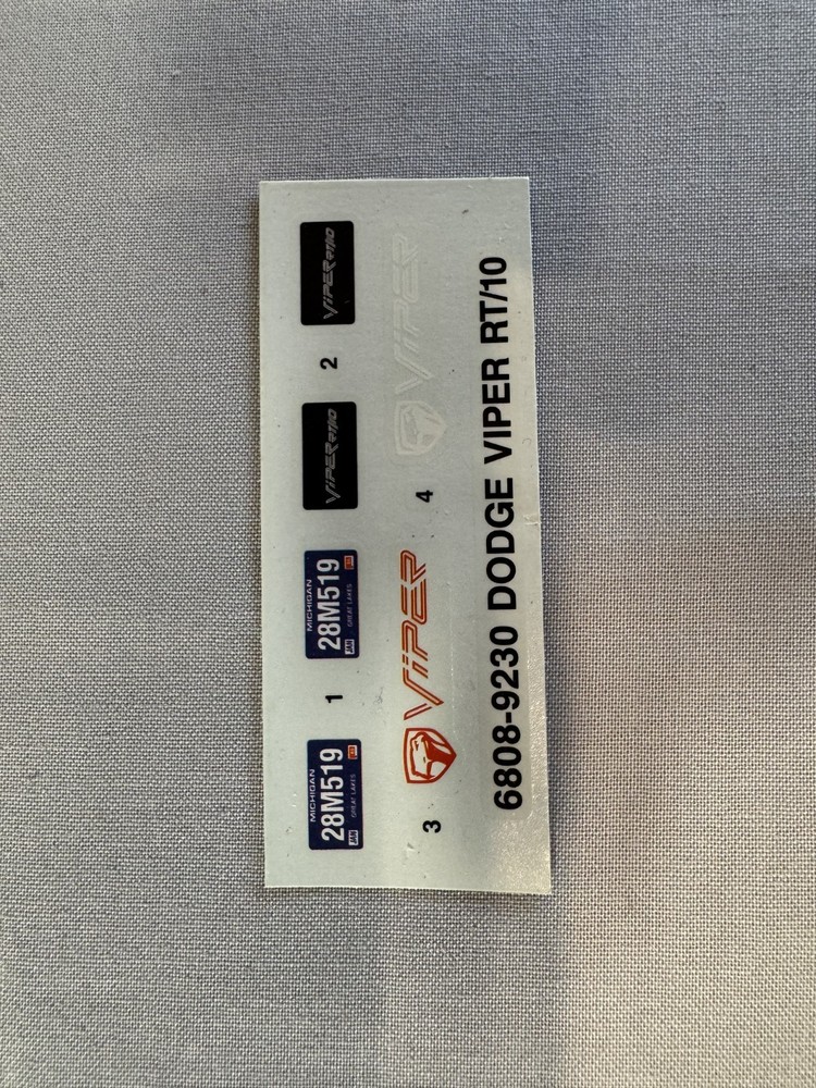 AMT/ERTL 6808 Dodge Viper RT/10 Parts Kit Bash Decals