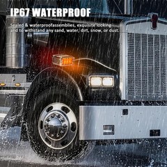 Dual Face Pedestal Fender Lights Compatible with Peterbilt Kenworth Freightli…