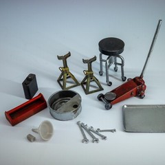 1/25 1/24 Scale Tools 3d Resin Oil Change Kit With Jack And Stands