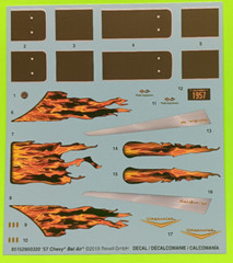57 1957 Chevy Bel Air 1/25 Waterslide Decal Sheet Panel Trim Gold Emblems Flames