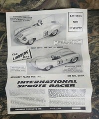 VTG LINDBERG INTERNATIONAL SPORTS RACER DIY MOTORIZED MODEL RACE CAR KIT D4